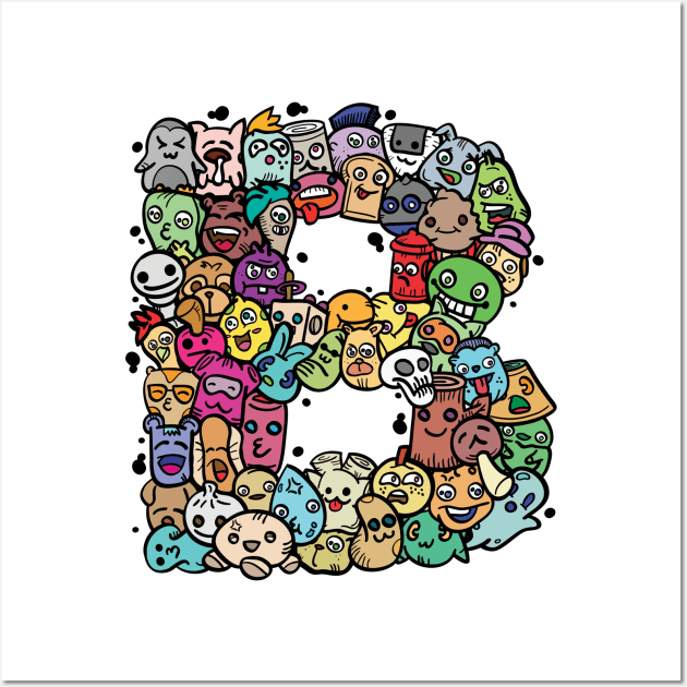 Alphabet Monster Doodle Letter B Monogram Wall Art by Irene Koh Studio